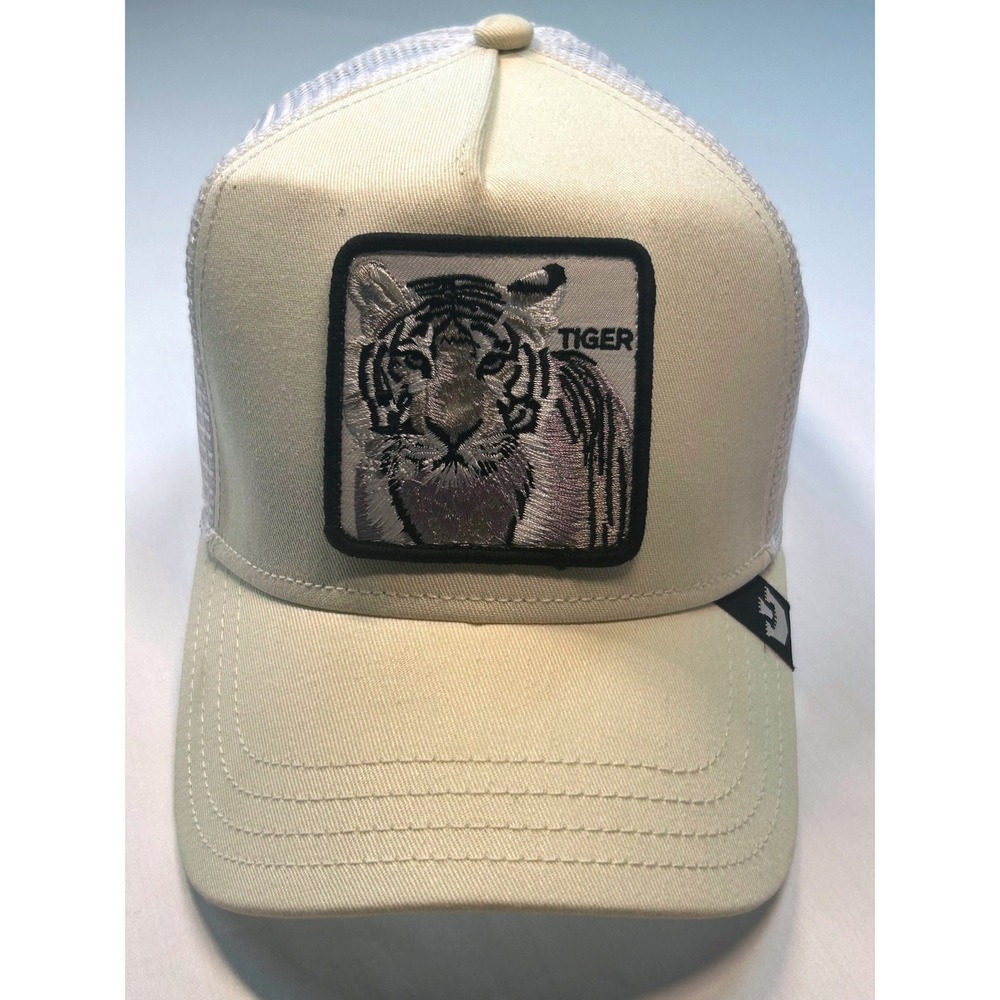 Goorin Bros Trucker Hat Unisex OS Cream Tiger Patch Mesh Snapback 101-0391